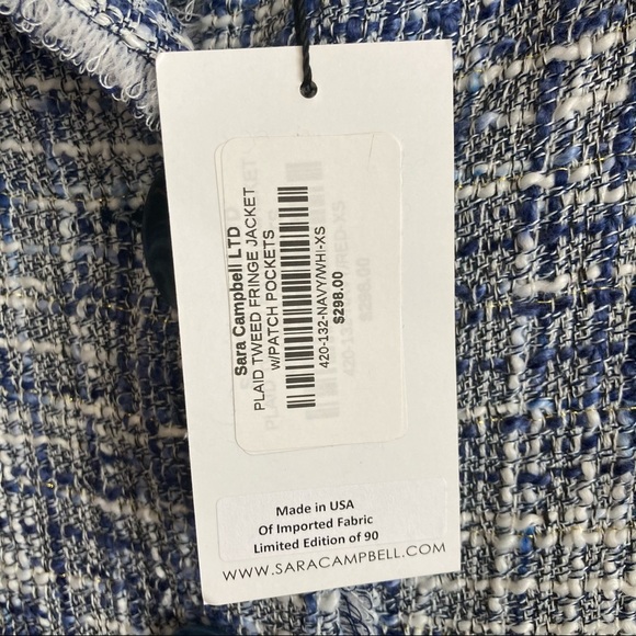 NWT Sara Campbell Blue Button Down Tweed Shirt Jacket XS - Picture 4 of 9
